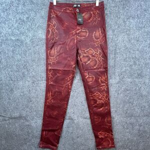 JC JQ Jeans Women Small Red Snakeskin Pants Stretch Skinny Rocker Party Festival